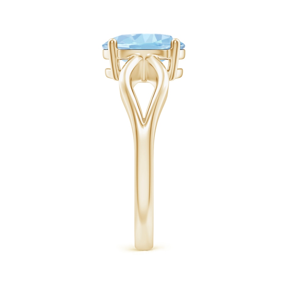 9x7mm AAA Prong-Set Solitaire Aquamarine Split Shank Ring in Yellow Gold side-2