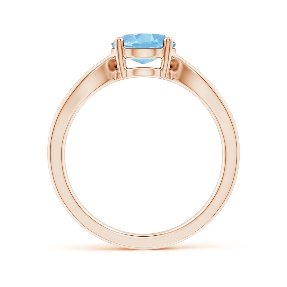 9x7mm AAAA Prong-Set Solitaire Aquamarine Split Shank Ring in Rose Gold side-1