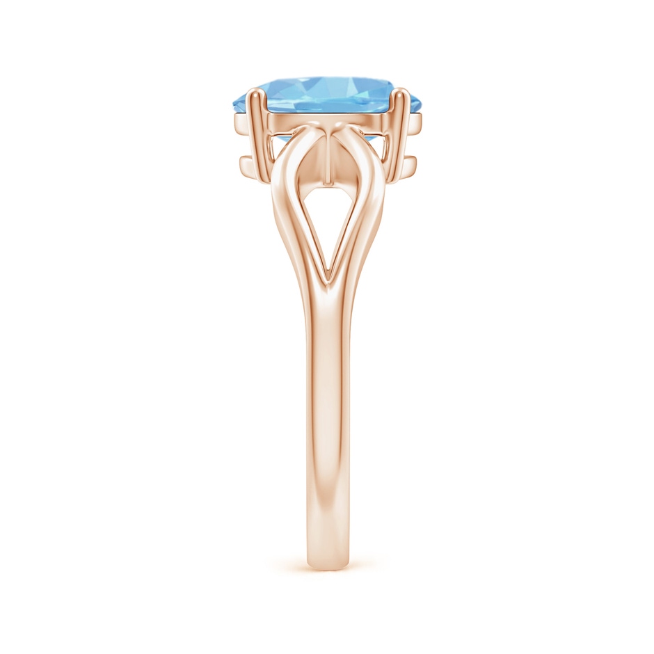 9x7mm AAAA Prong-Set Solitaire Aquamarine Split Shank Ring in Rose Gold side-2