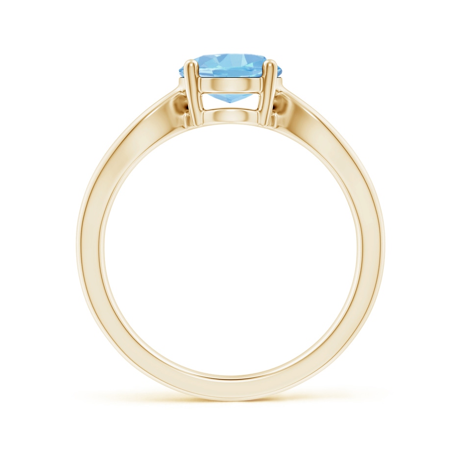 9x7mm AAAA Prong-Set Solitaire Aquamarine Split Shank Ring in Yellow Gold side-1
