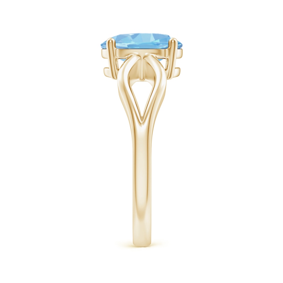 9x7mm AAAA Prong-Set Solitaire Aquamarine Split Shank Ring in Yellow Gold side-2