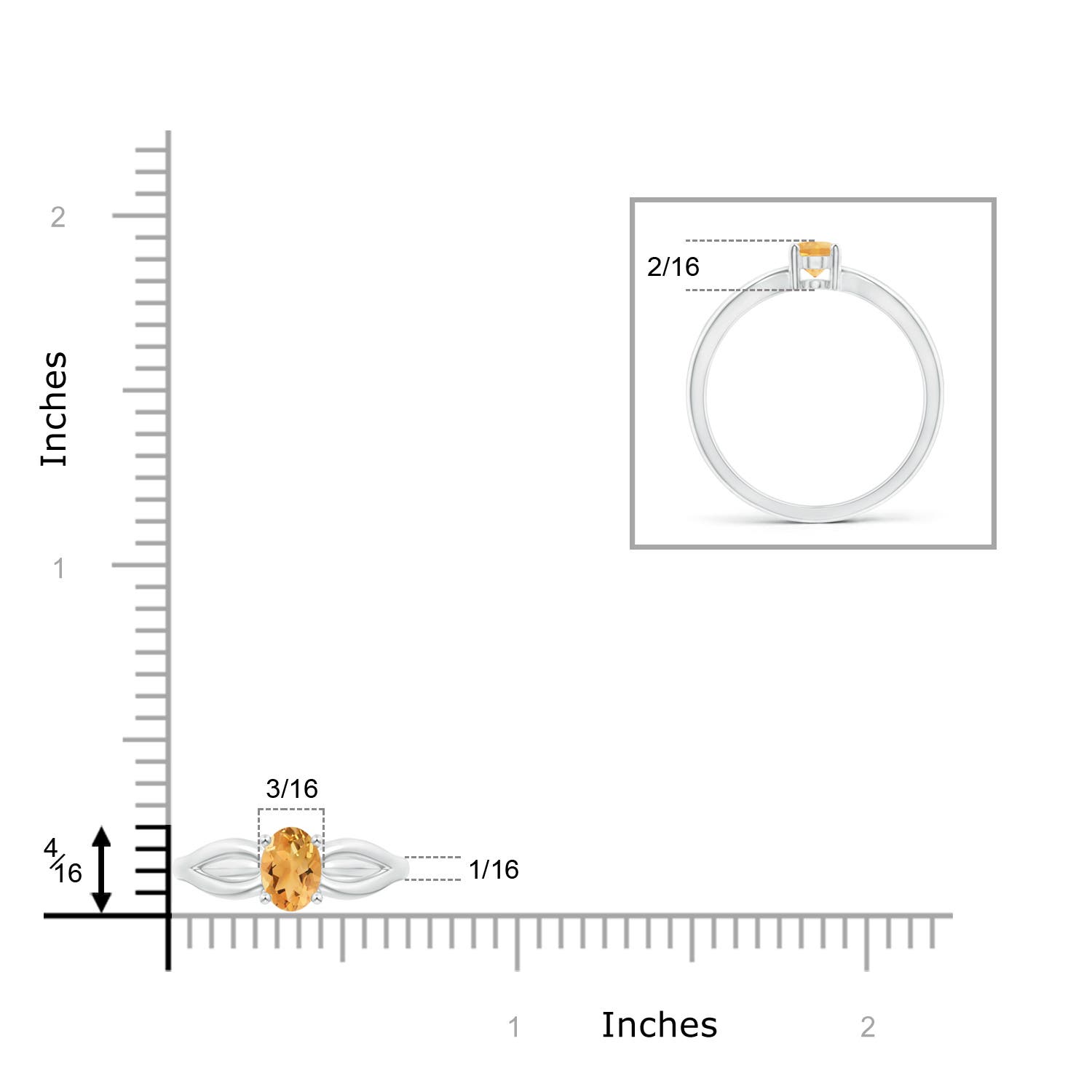 A - Citrine / 0.4 CT / 14 KT White Gold