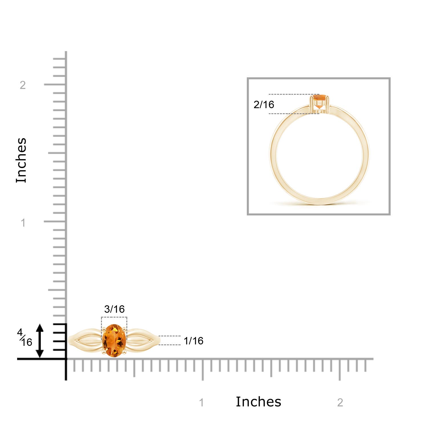 AAA - Citrine / 0.4 CT / 14 KT Yellow Gold