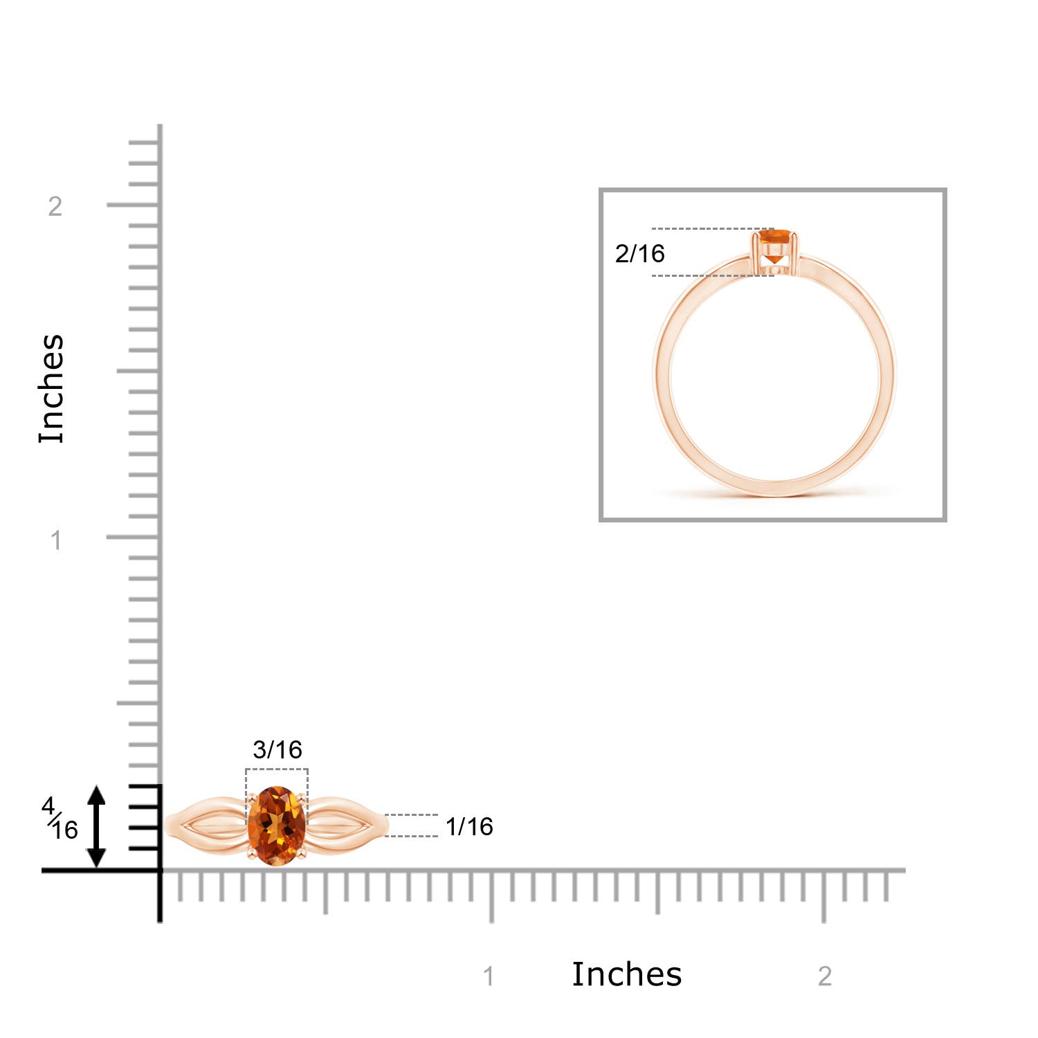 AAAA - Citrine / 0.4 CT / 14 KT Rose Gold