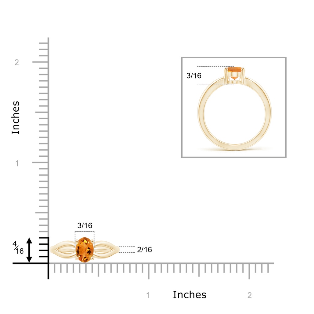 7x5mm AAA Prong-Set Solitaire Citrine Split Shank Ring in Yellow Gold Product Image