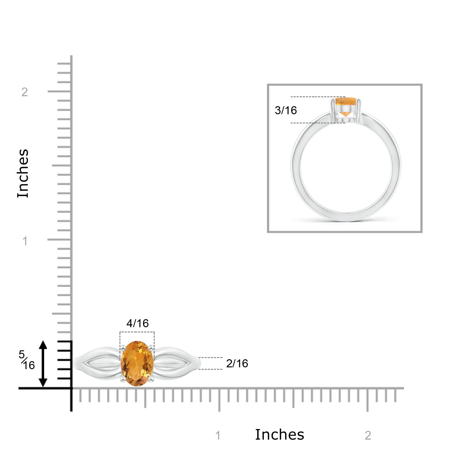 AA - Citrine / 1.1 CT / 14 KT White Gold