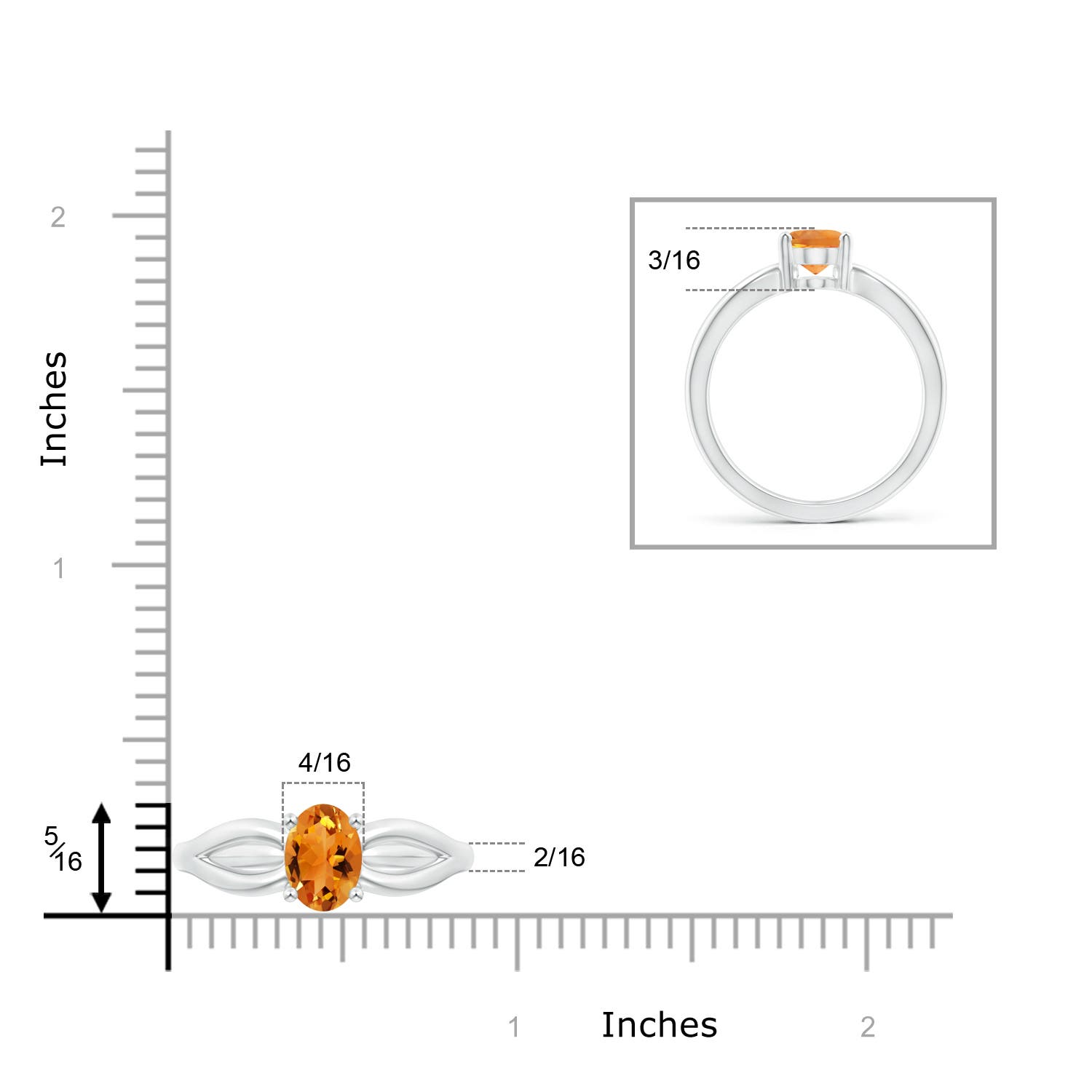 AAA - Citrine / 1.1 CT / 14 KT White Gold