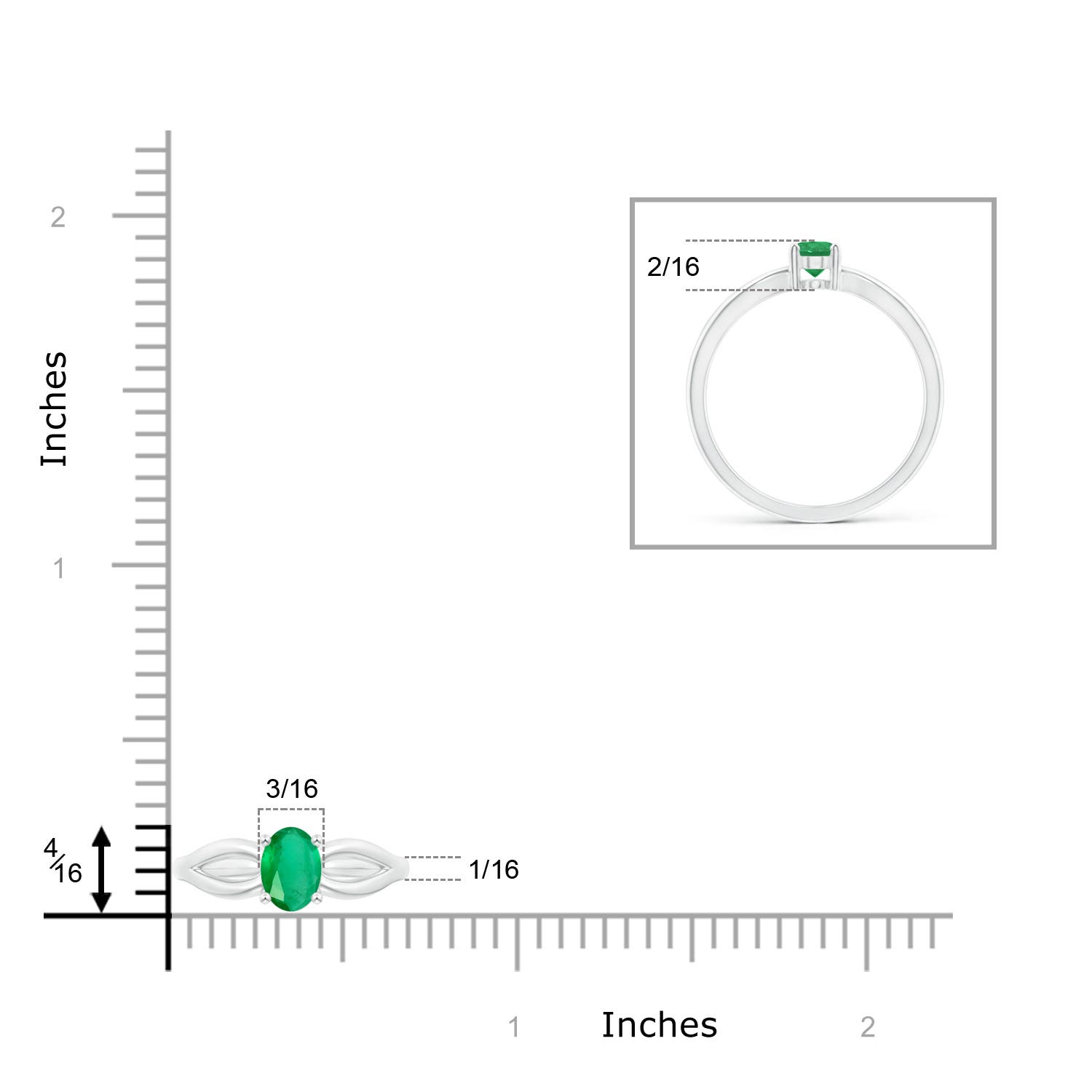 A - Emerald / 0.4 CT / 14 KT White Gold