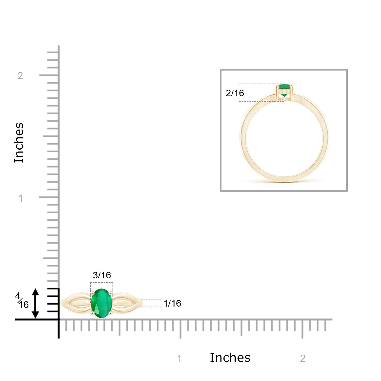 A - Emerald / 0.4 CT / 14 KT Yellow Gold