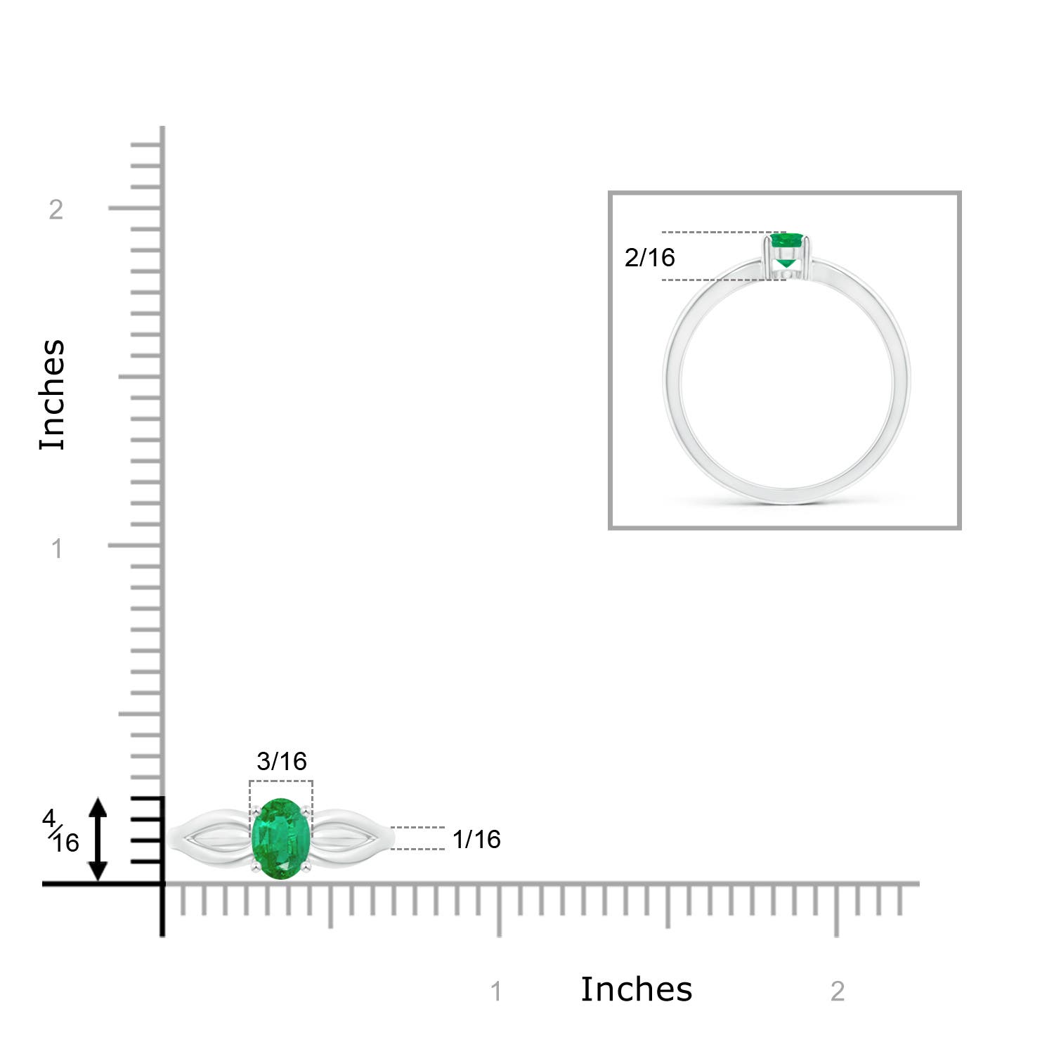 AA - Emerald / 0.4 CT / 14 KT White Gold