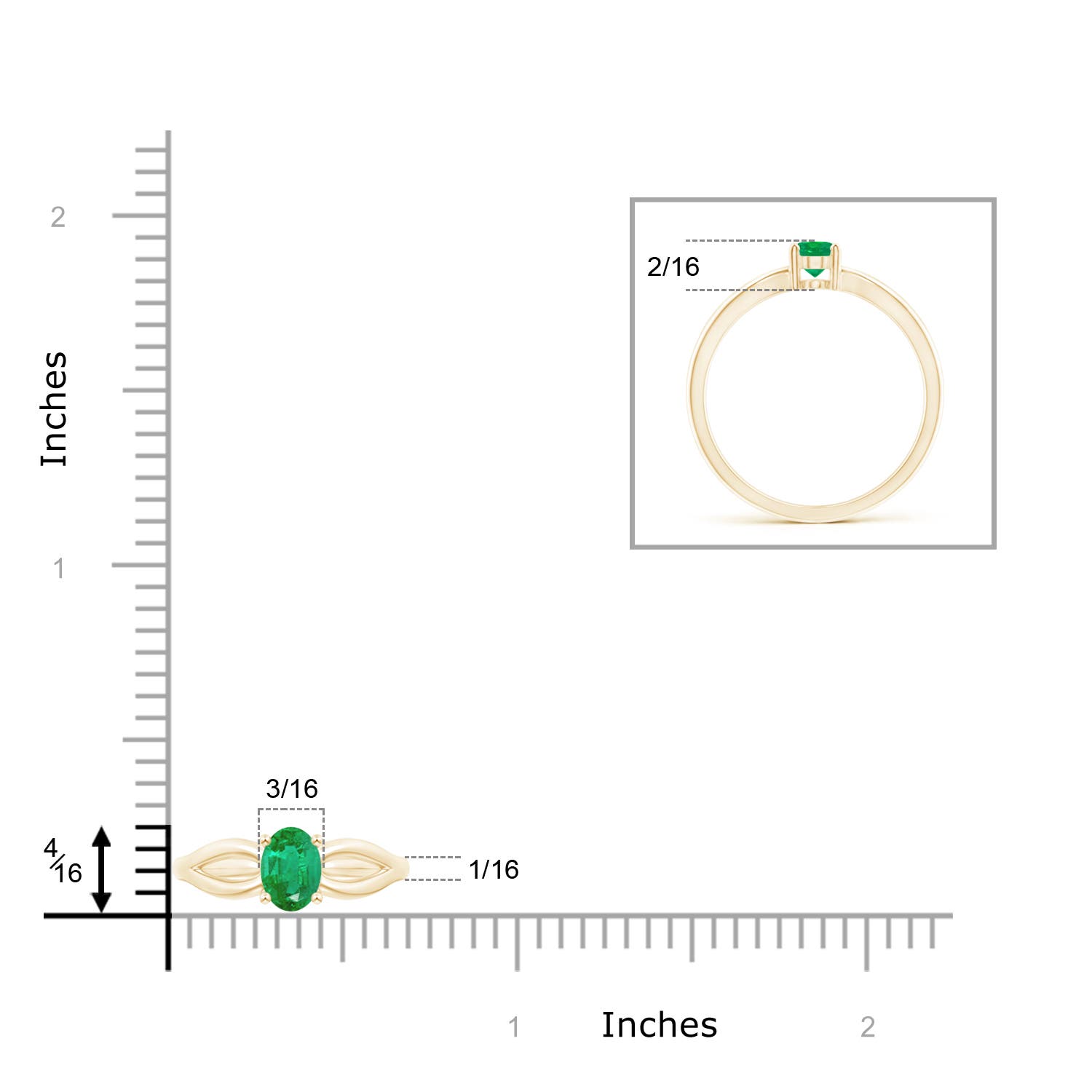 AA - Emerald / 0.4 CT / 14 KT Yellow Gold