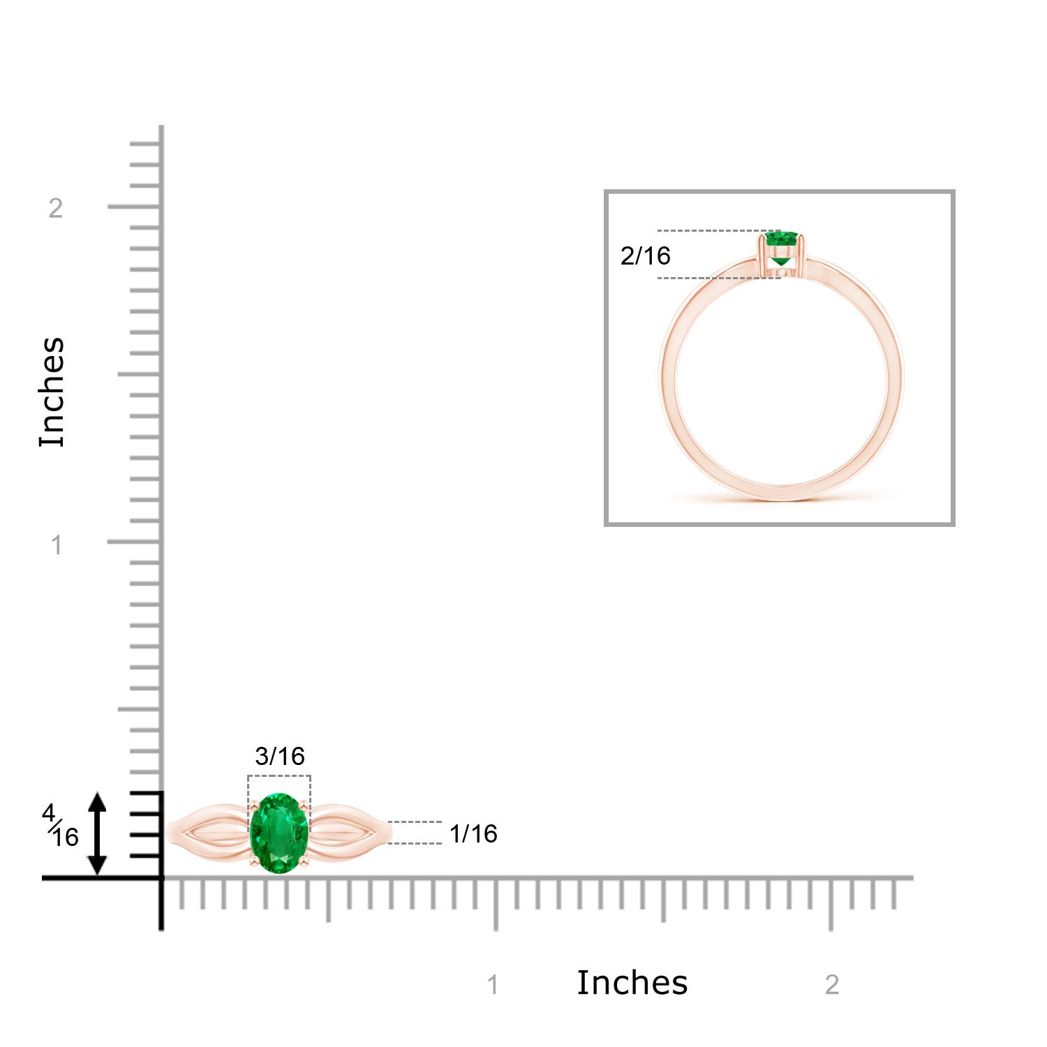 AAA - Emerald / 0.4 CT / 14 KT Rose Gold