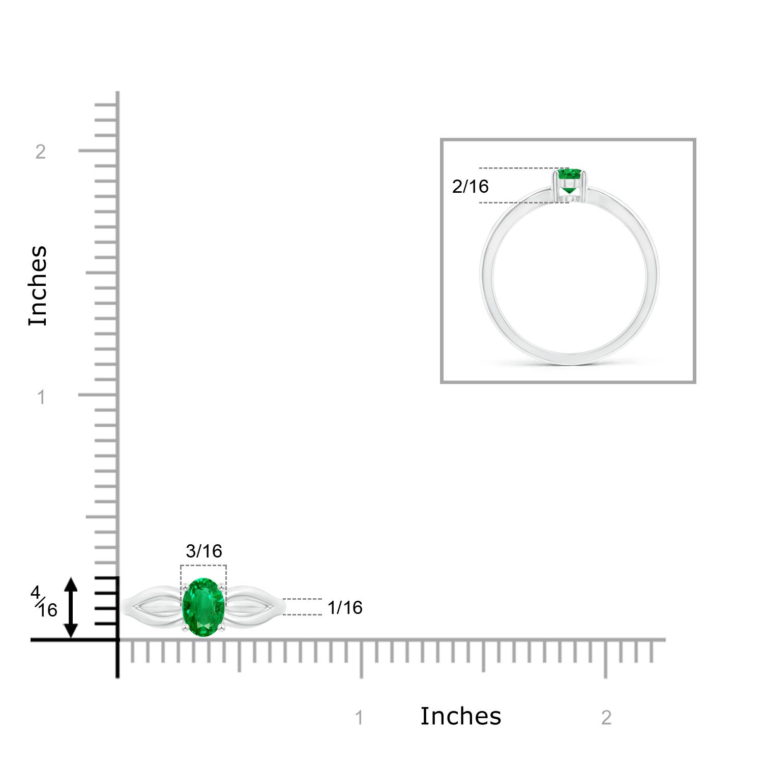 AAA - Emerald / 0.4 CT / 14 KT White Gold