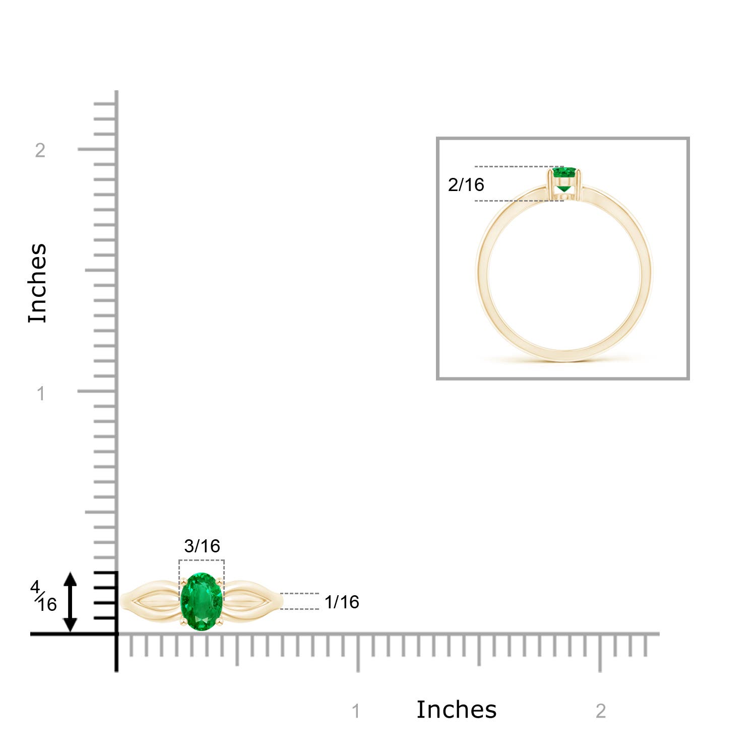 AAA - Emerald / 0.4 CT / 14 KT Yellow Gold