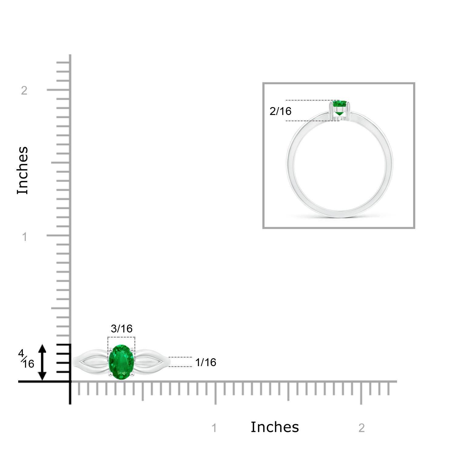 Premium - Lab-Grown Emerald / 0.4 CT / 14 KT White Gold