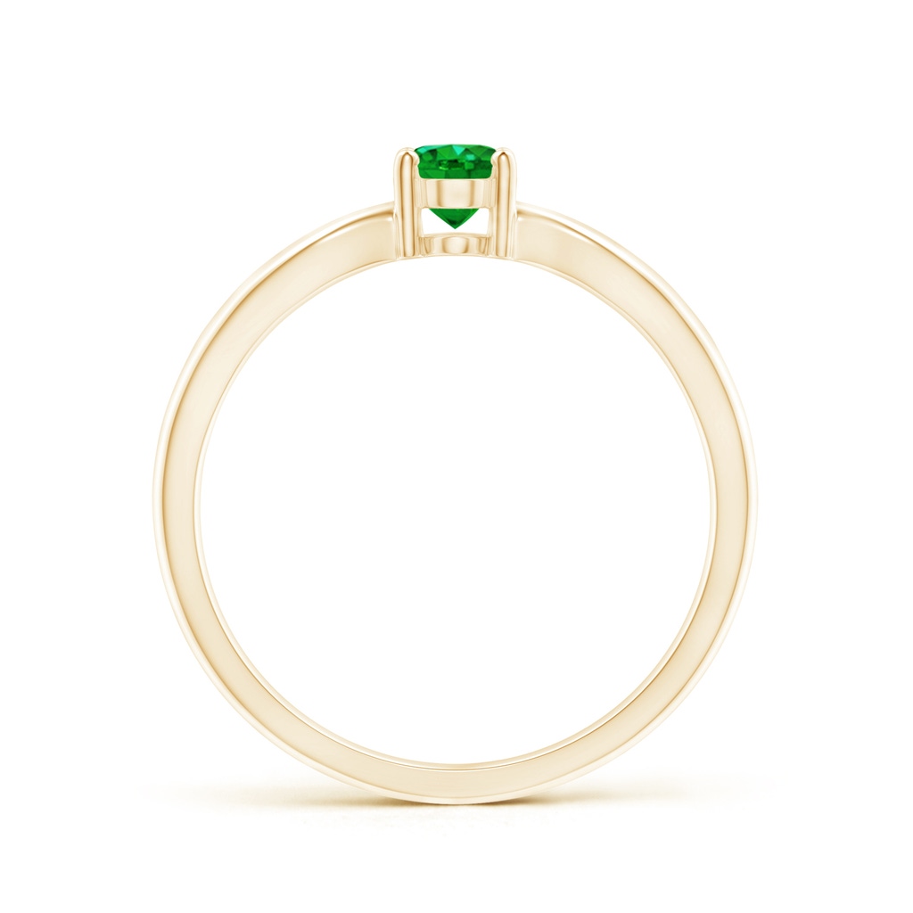 6x4mm AAAA Prong-Set Solitaire Emerald Split Shank Ring in Yellow Gold Product Image