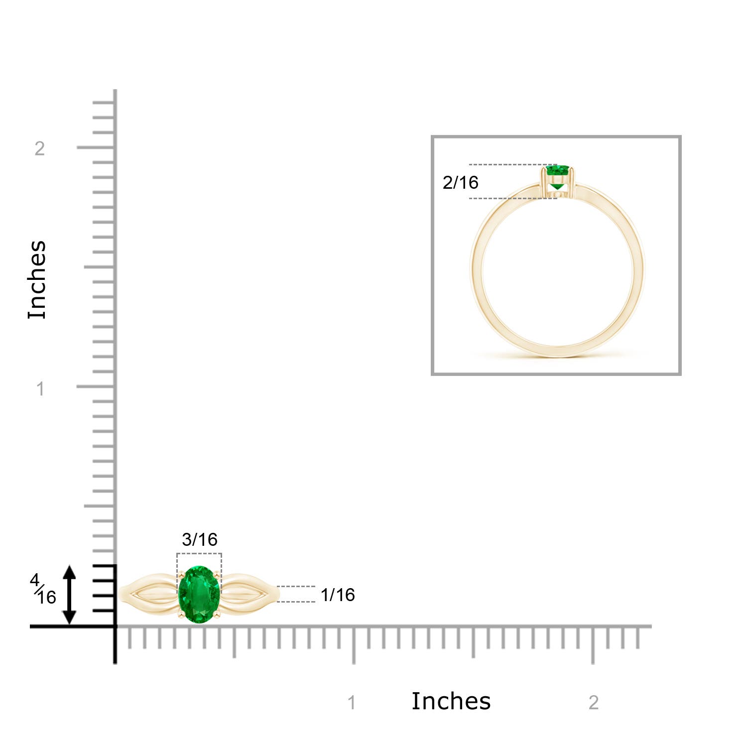 AAAA - Emerald / 0.4 CT / 14 KT Yellow Gold