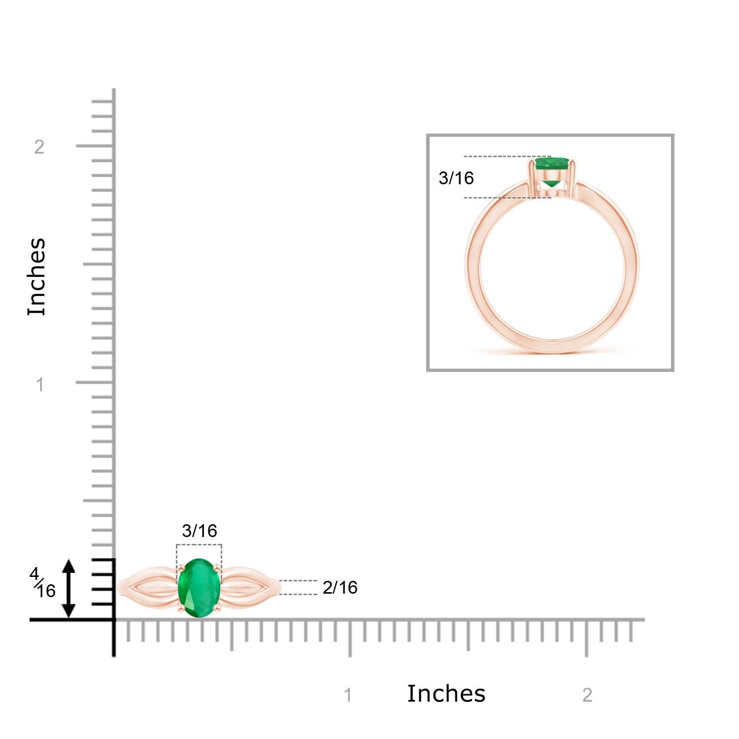 A - Emerald / 0.66 CT / 14 KT Rose Gold