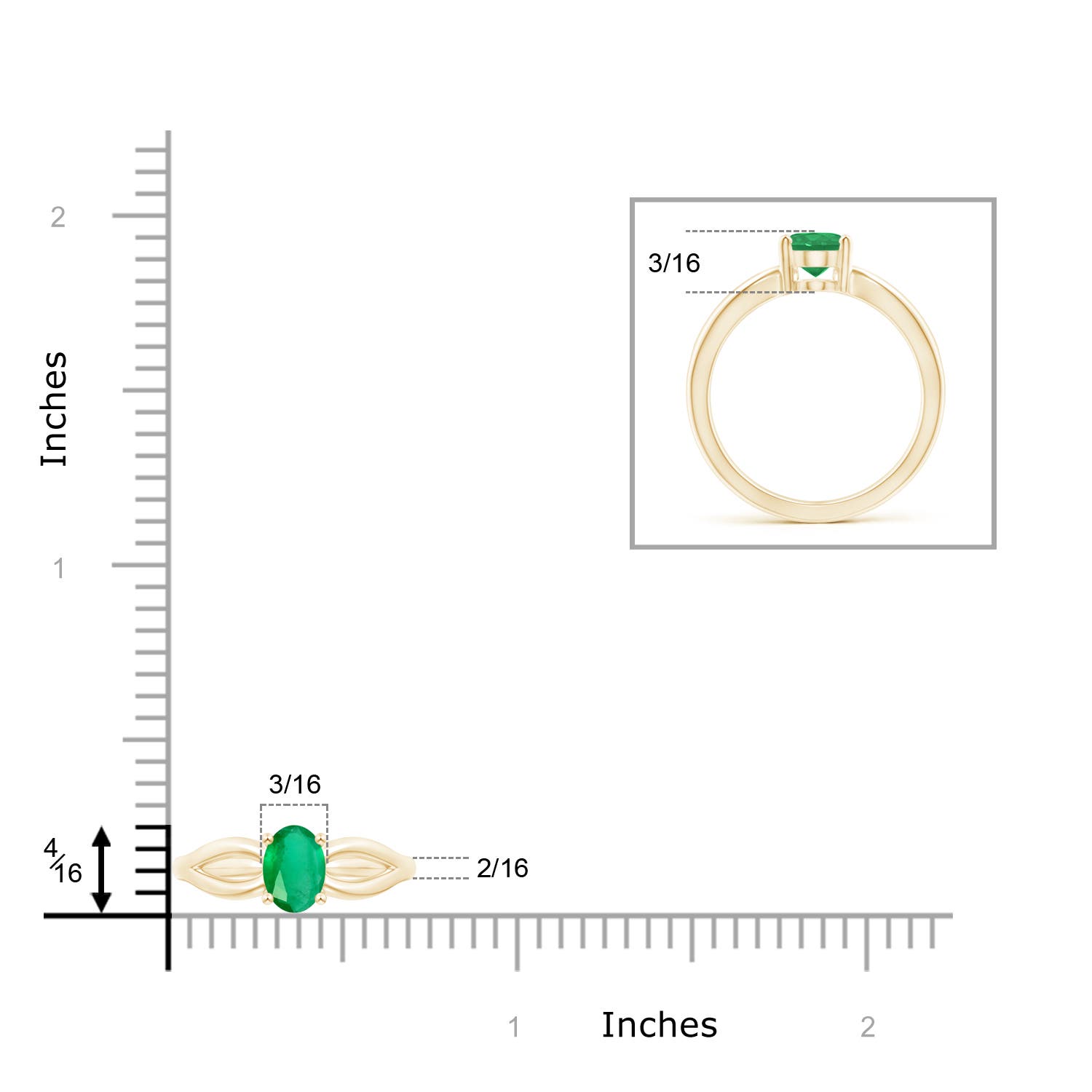 A - Emerald / 0.66 CT / 14 KT Yellow Gold