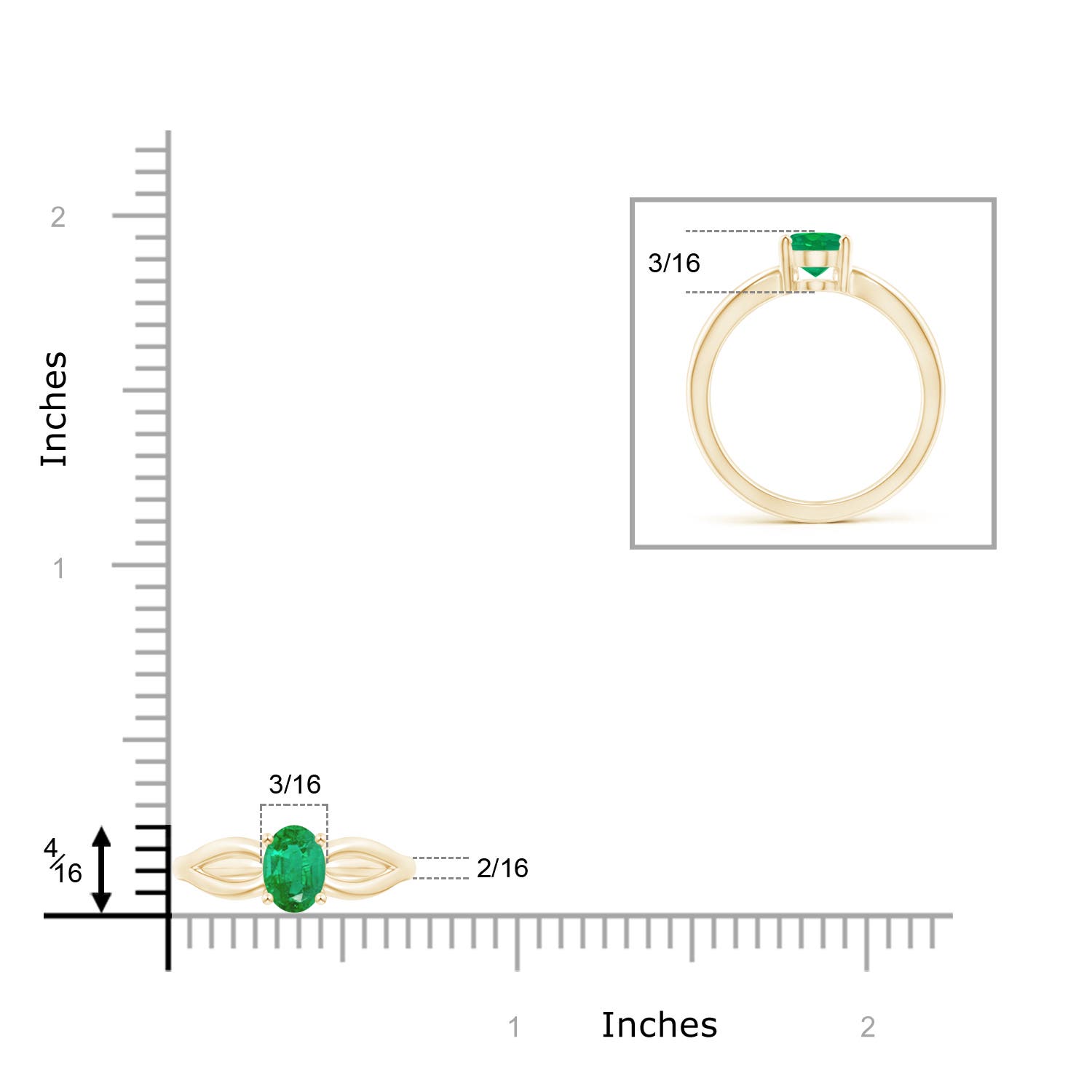 AA - Emerald / 0.66 CT / 14 KT Yellow Gold