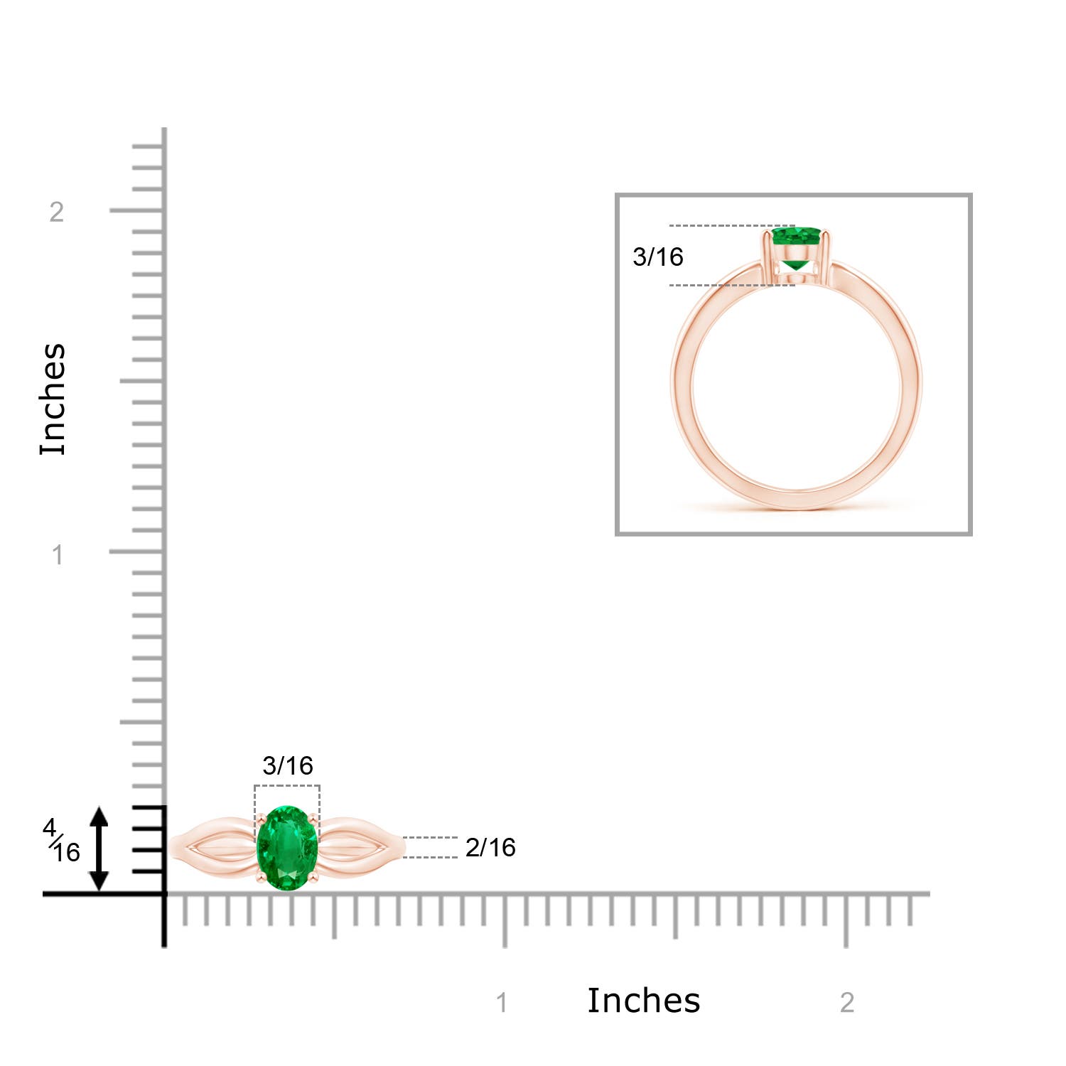 AAA - Emerald / 0.66 CT / 14 KT Rose Gold