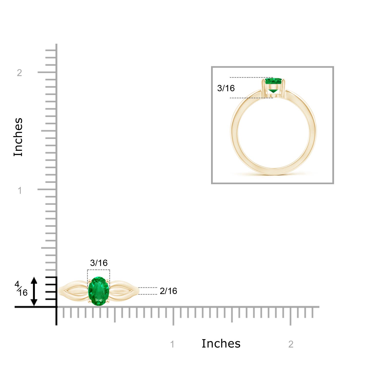 AAA - Emerald / 0.66 CT / 14 KT Yellow Gold