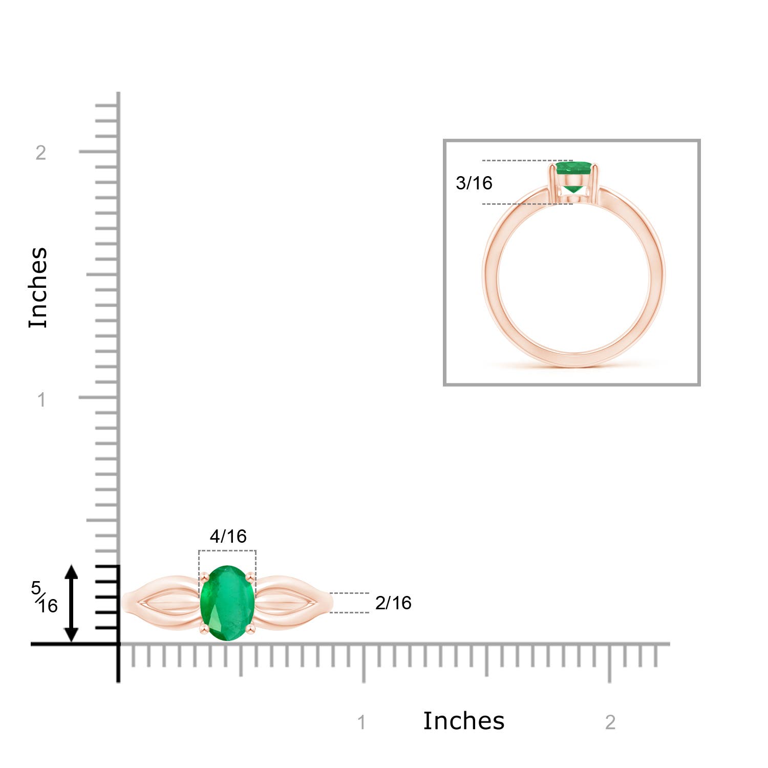 A - Emerald / 1.1 CT / 14 KT Rose Gold