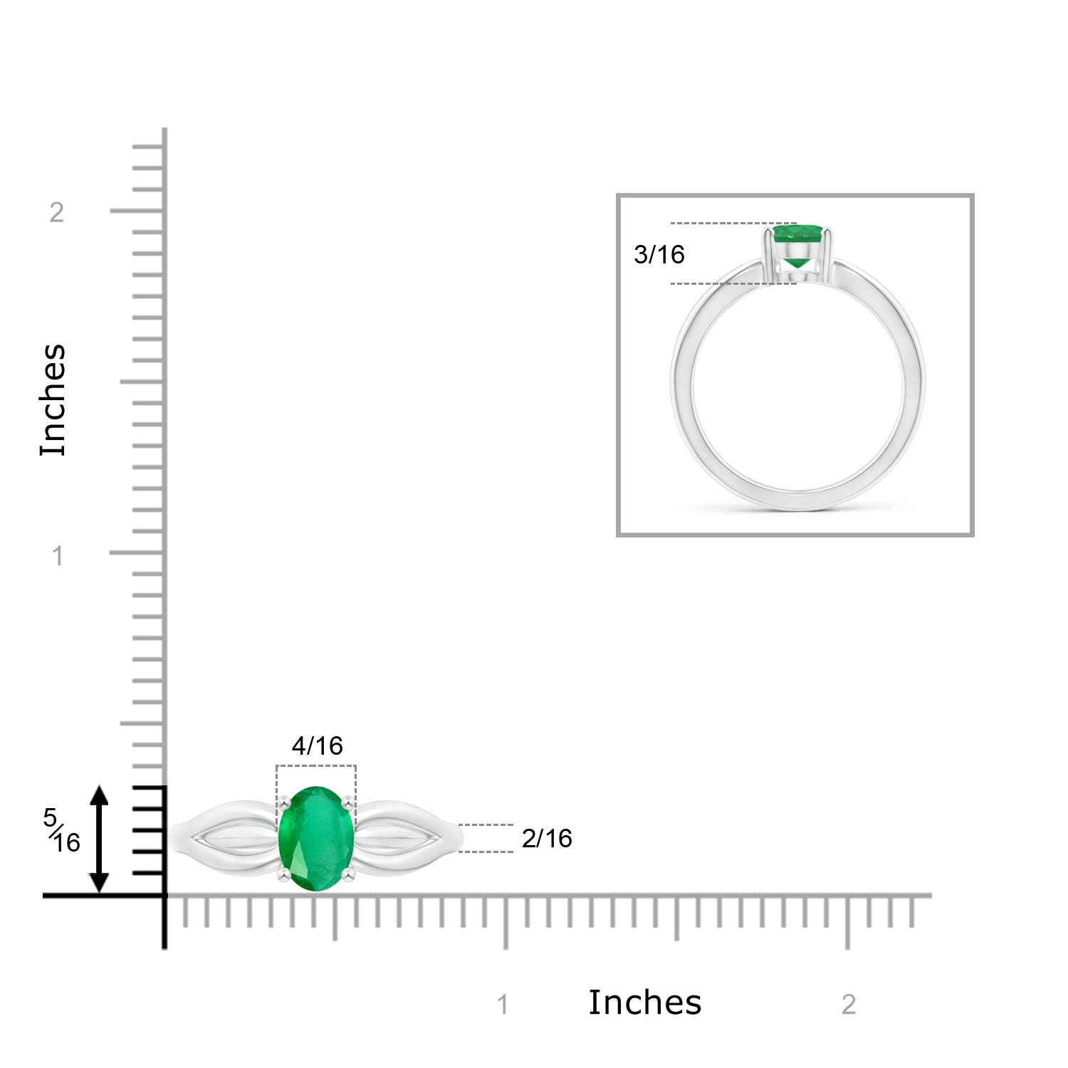 A - Emerald / 1.1 CT / 14 KT White Gold