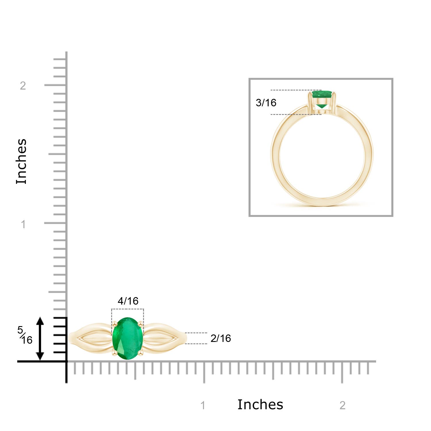 A - Emerald / 1.1 CT / 14 KT Yellow Gold