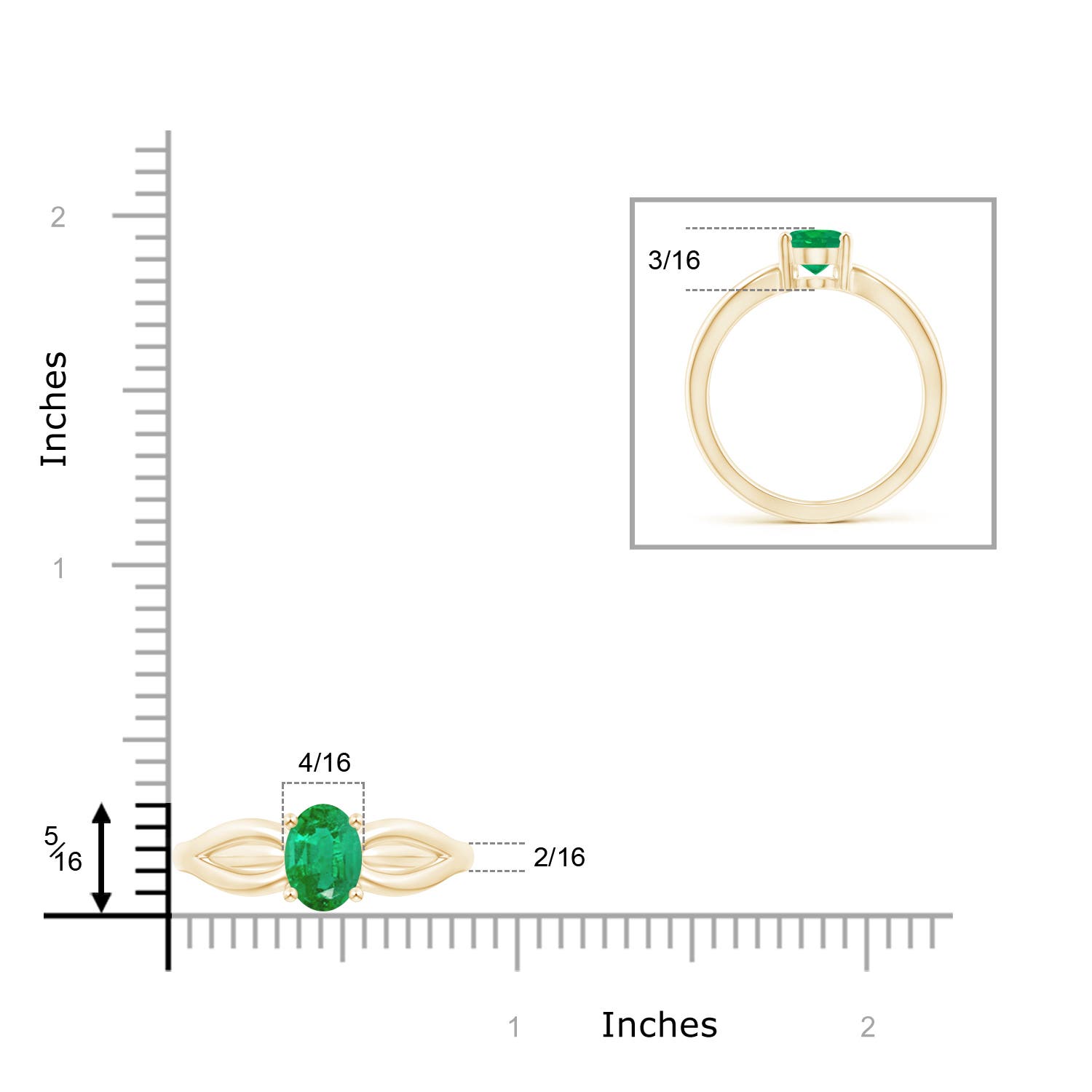 AA - Emerald / 1.1 CT / 14 KT Yellow Gold