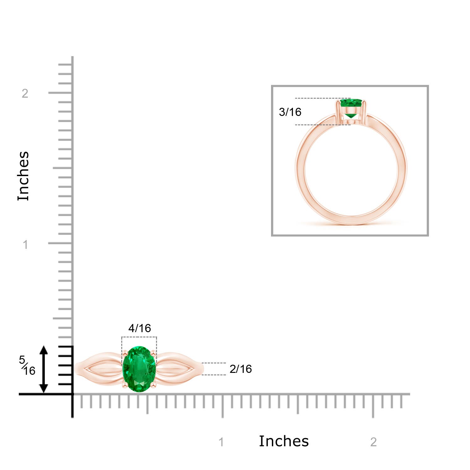 AAA - Emerald / 1.1 CT / 14 KT Rose Gold