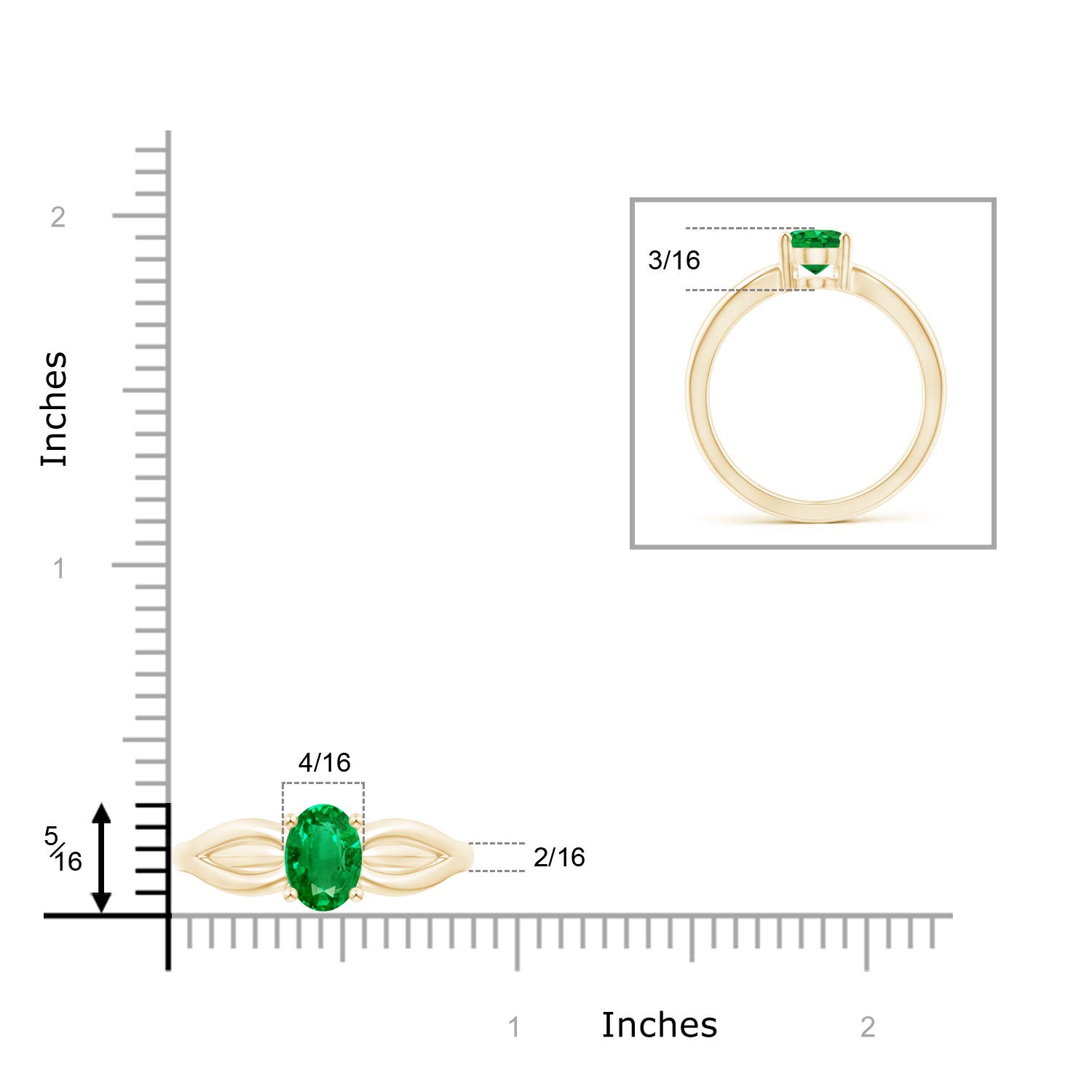 AAA - Emerald / 1.1 CT / 14 KT Yellow Gold