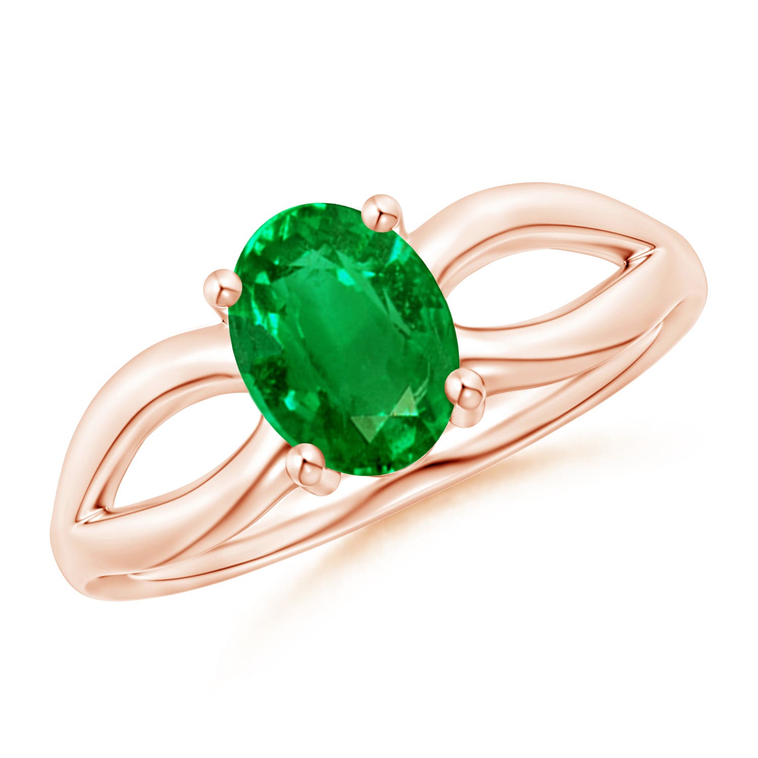 Premium - Lab-Grown Emerald / 1.1 CT / 14 KT Rose Gold