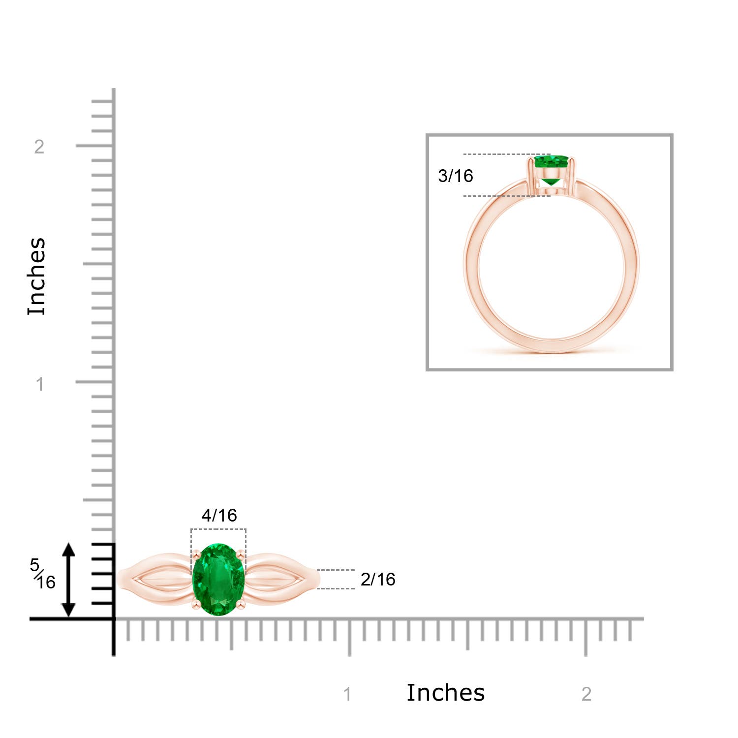 AAAA - Emerald / 1.1 CT / 14 KT Rose Gold