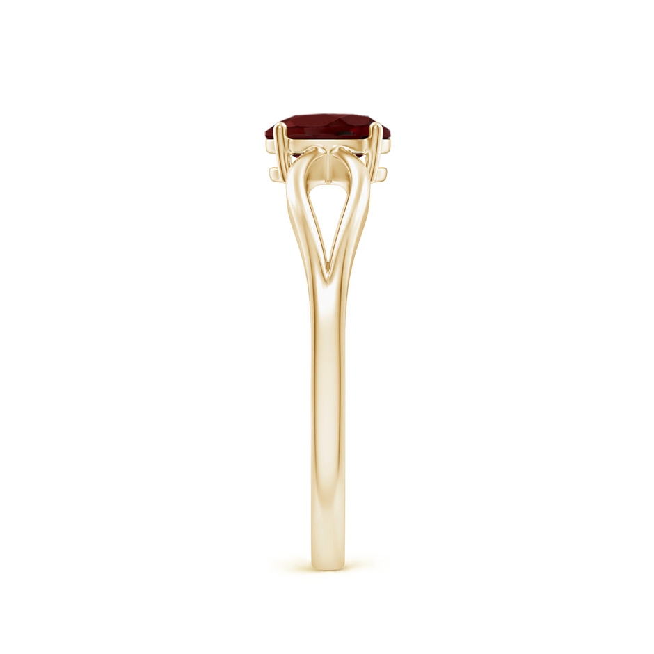 6x4mm AAA Prong-Set Solitaire Garnet Split Shank Ring in Yellow Gold side-2