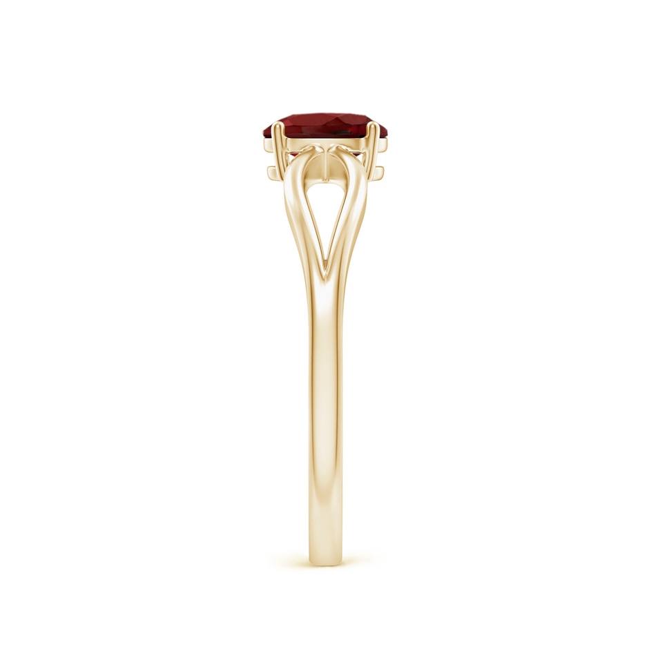 6x4mm AAAA Prong-Set Solitaire Garnet Split Shank Ring in Yellow Gold side-2