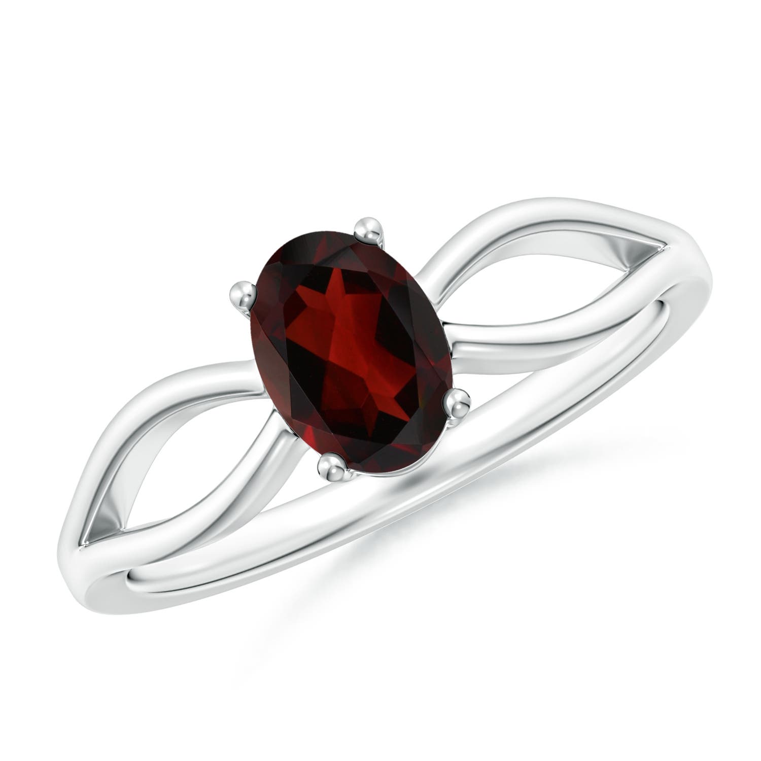 AA - Garnet / 0.9 CT / 14 KT White Gold