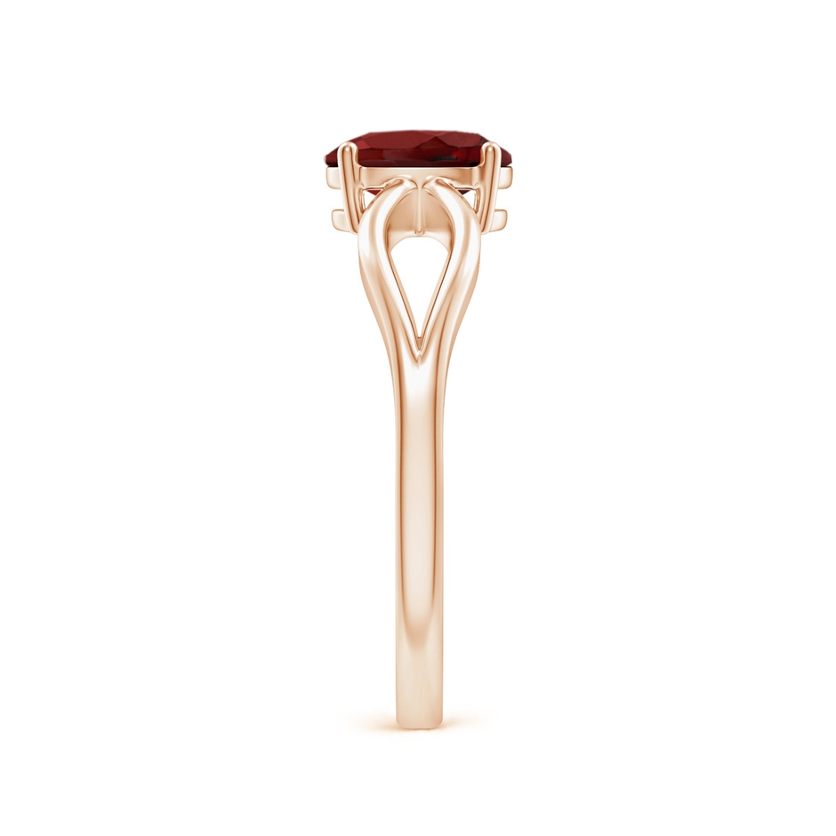 7x5mm AAAA Prong-Set Solitaire Garnet Split Shank Ring in Rose Gold side-2