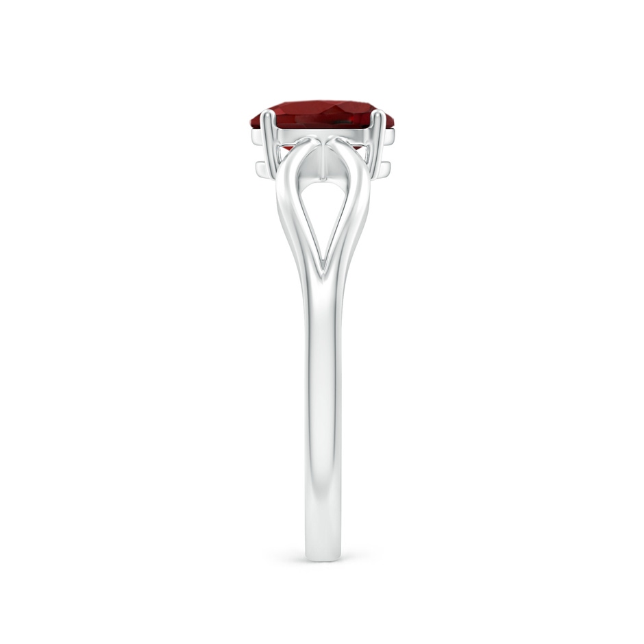 7x5mm AAAA Prong-Set Solitaire Garnet Split Shank Ring in White Gold side-2