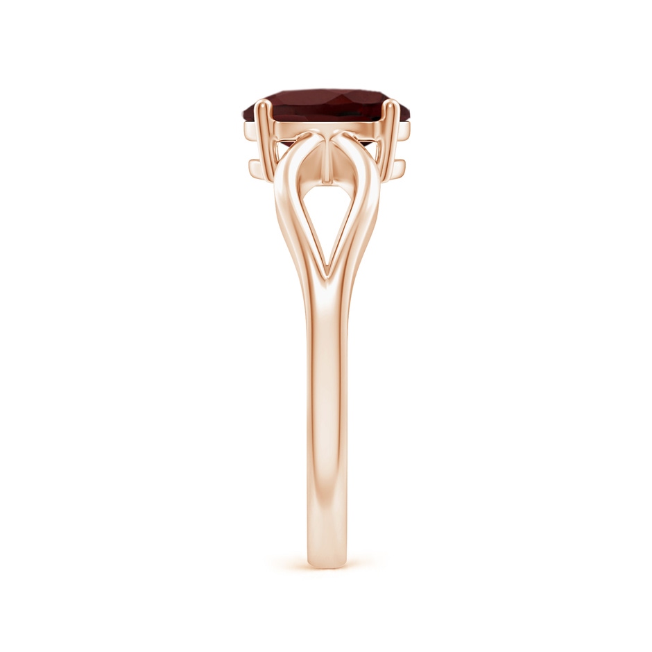 8x6mm AA Prong-Set Solitaire Garnet Split Shank Ring in Rose Gold side-2