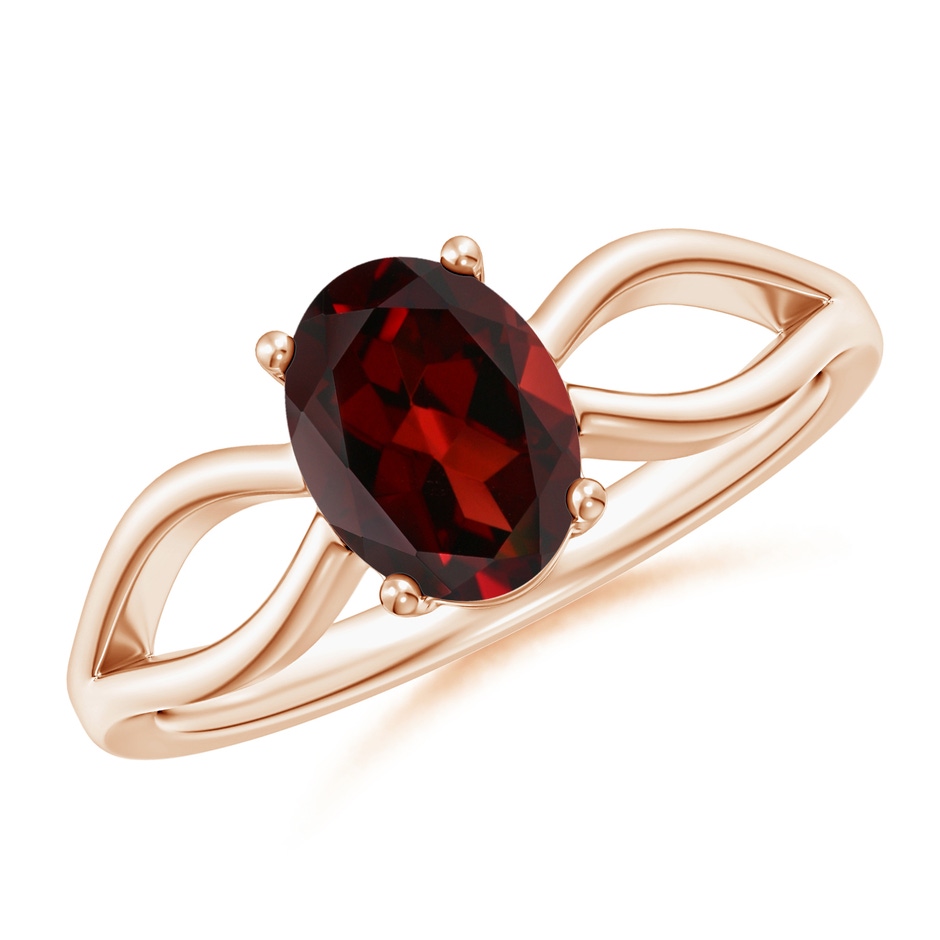 8x6mm AAA Prong-Set Solitaire Garnet Split Shank Ring in Rose Gold 