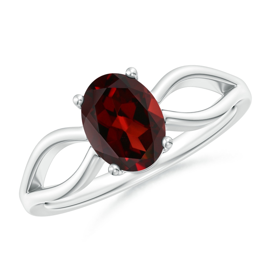 8x6mm AAA Prong-Set Solitaire Garnet Split Shank Ring in White Gold 