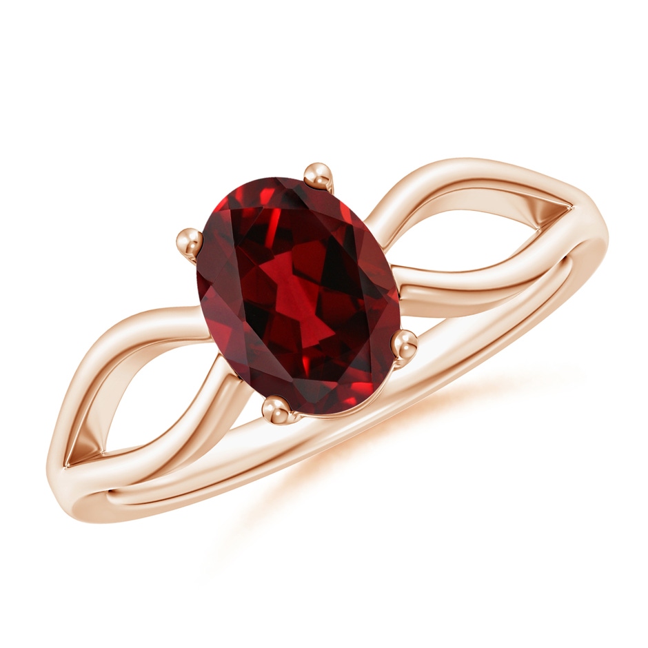 8x6mm AAAA Prong-Set Solitaire Garnet Split Shank Ring in Rose Gold 