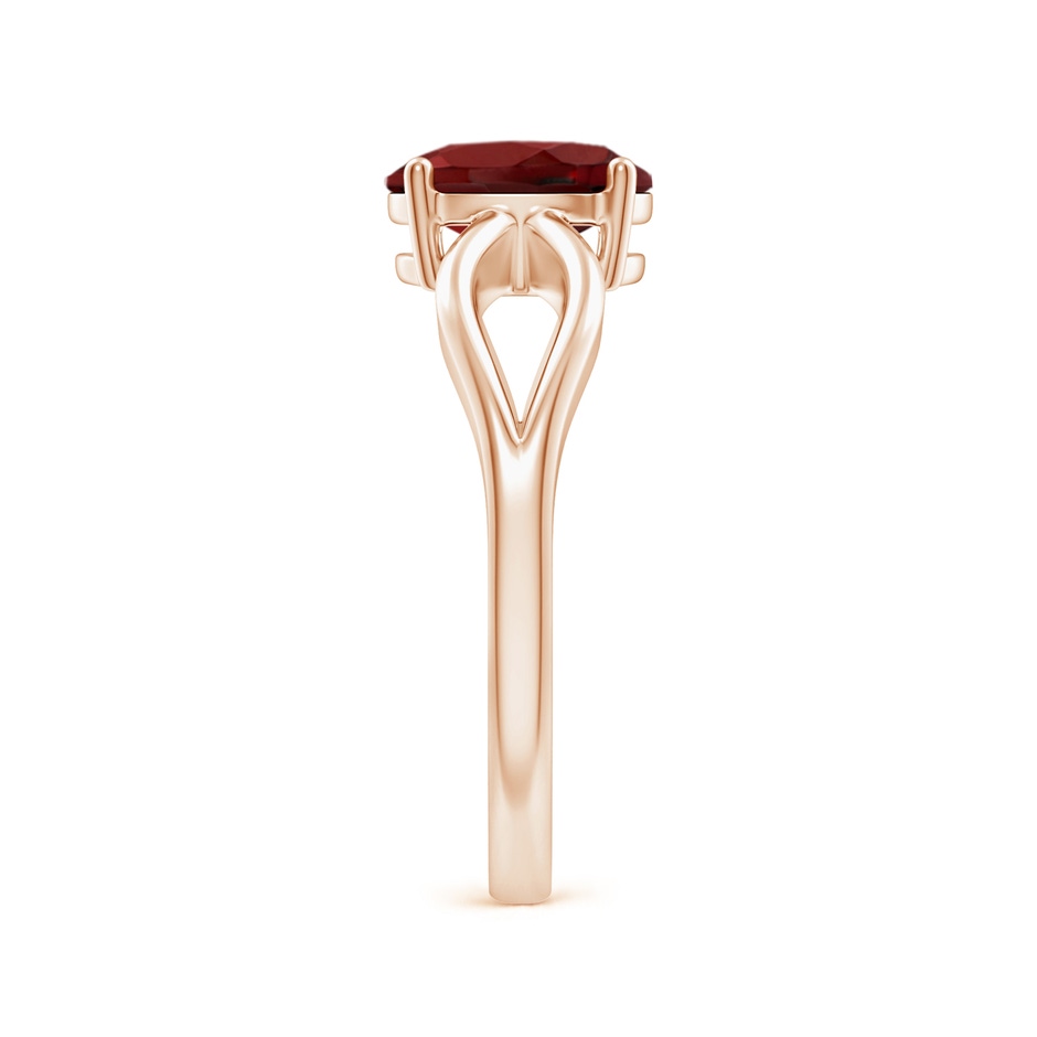 8x6mm AAAA Prong-Set Solitaire Garnet Split Shank Ring in Rose Gold side-2