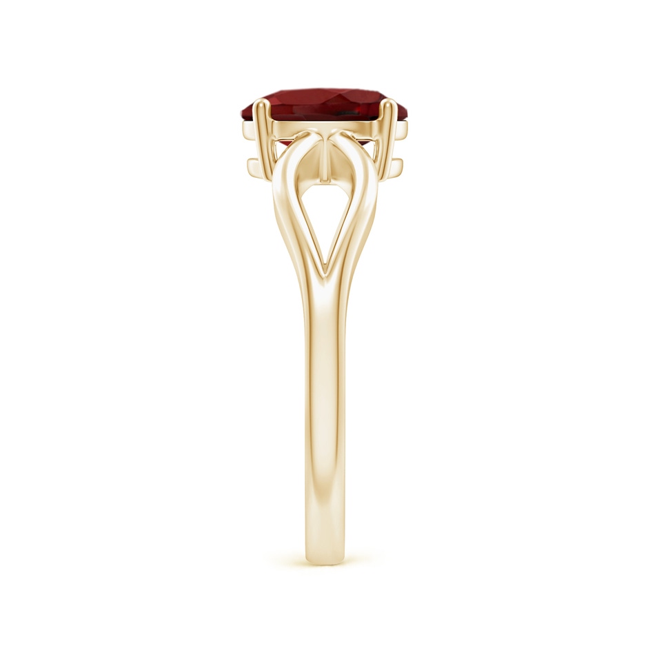 8x6mm AAAA Prong-Set Solitaire Garnet Split Shank Ring in Yellow Gold side-2