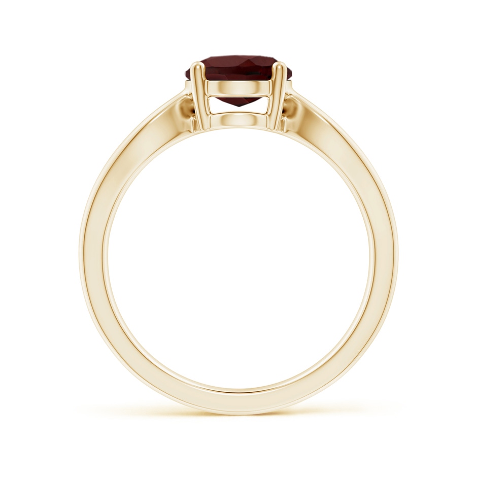 9x7mm AA Prong-Set Solitaire Garnet Split Shank Ring in Yellow Gold side-1