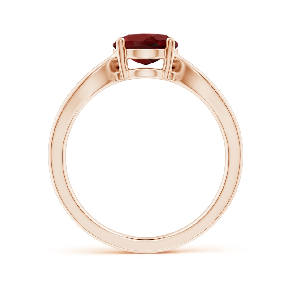 9x7mm AAAA Prong-Set Solitaire Garnet Split Shank Ring in Rose Gold side-1