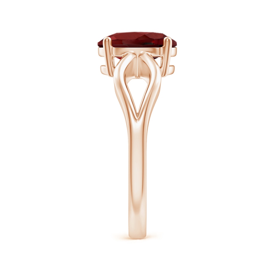 9x7mm AAAA Prong-Set Solitaire Garnet Split Shank Ring in Rose Gold side-2