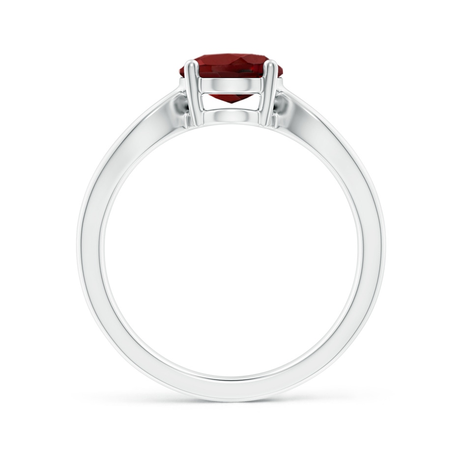 9x7mm AAAA Prong-Set Solitaire Garnet Split Shank Ring in White Gold side-1