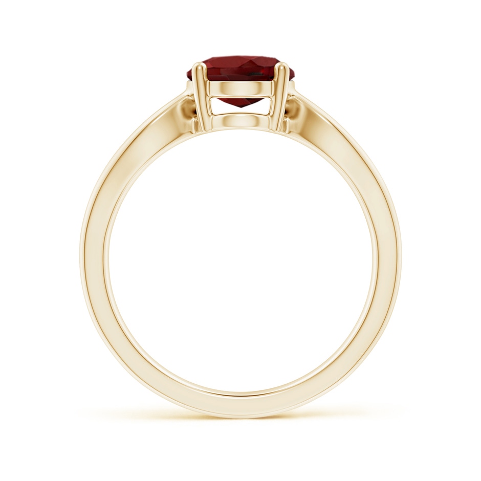9x7mm AAAA Prong-Set Solitaire Garnet Split Shank Ring in Yellow Gold side-1